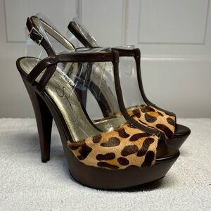 Stylish Brown Leopard Print Women's Heels